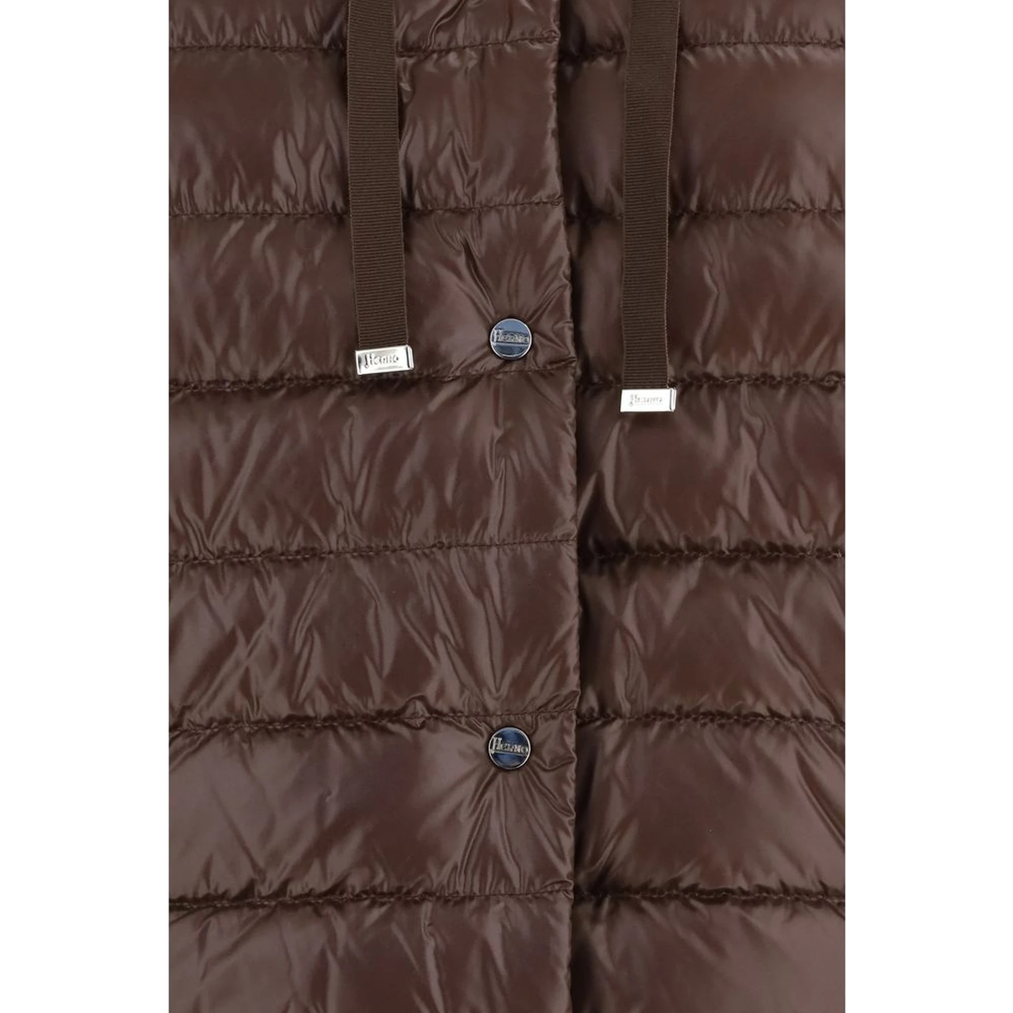 Brown Polyester Full-Length Jacket