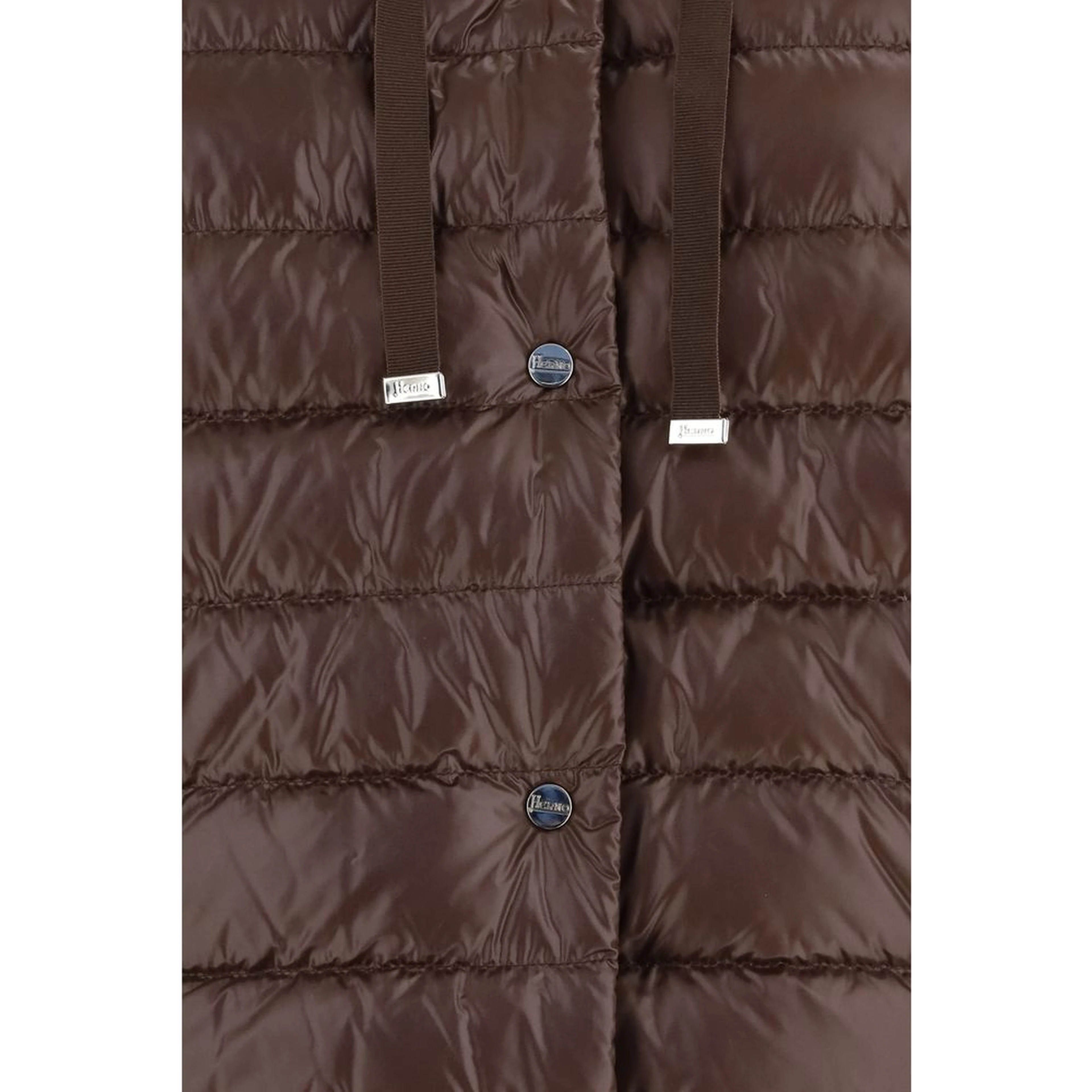 Brown Polyester Full-Length Jacket