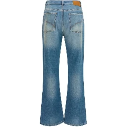 Blue Cotton Flared Jeans