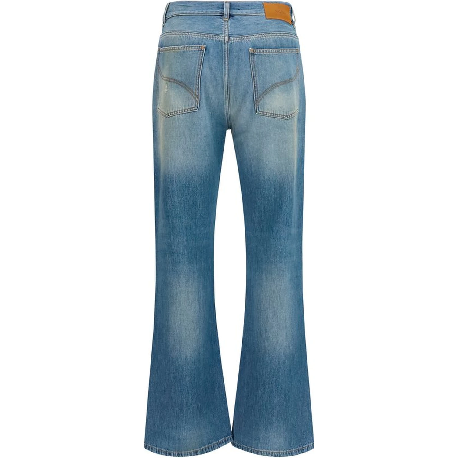 Blue Cotton Flared Jeans