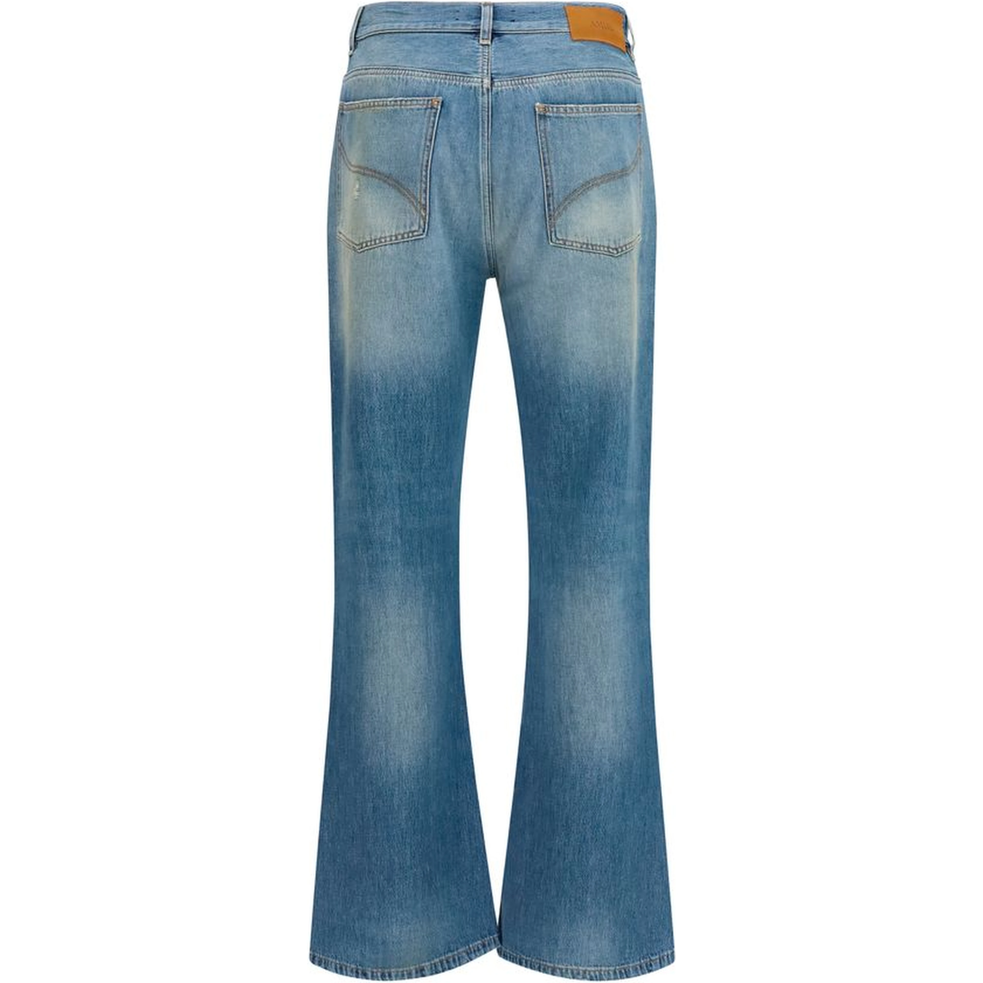 Blue Cotton Flared Jeans