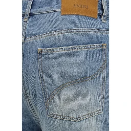 Blue Cotton Flared Jeans