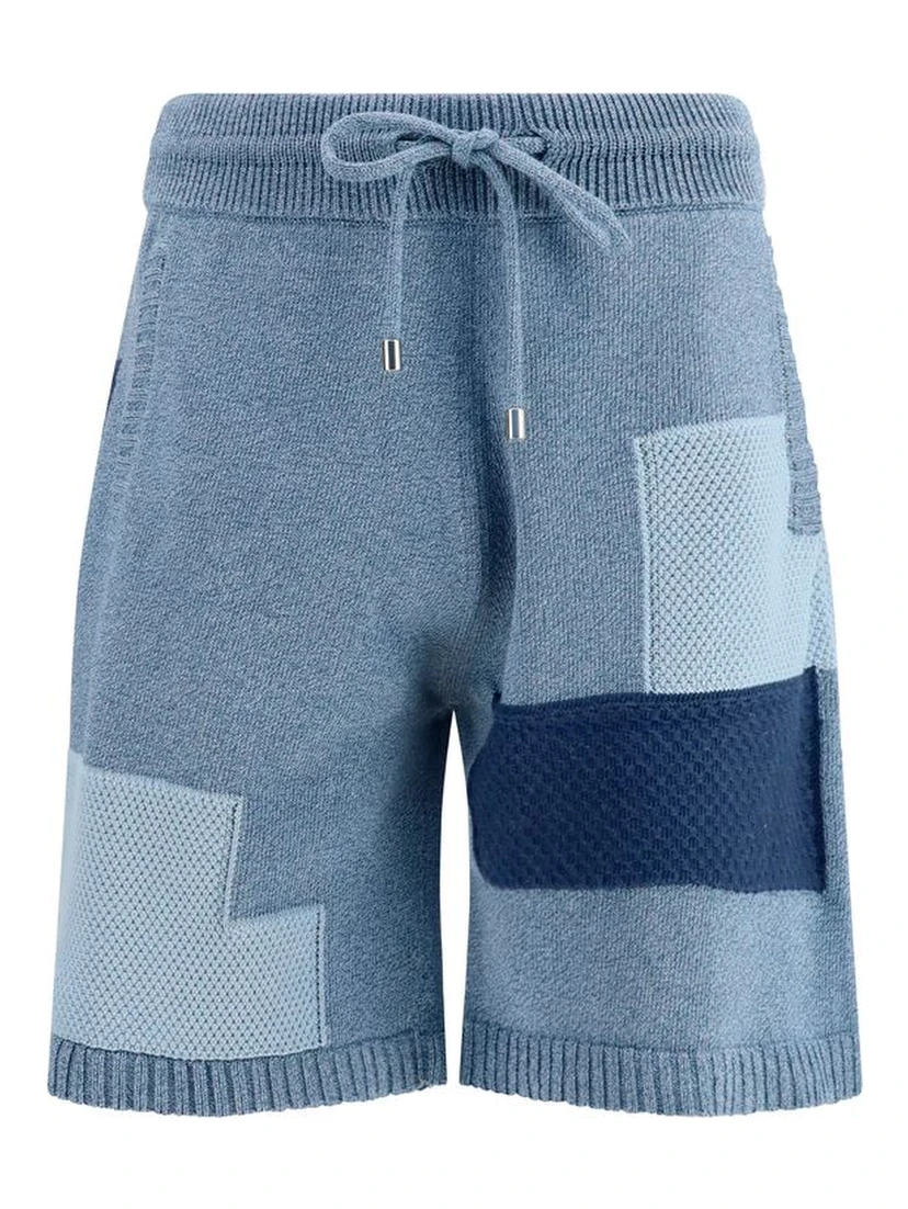 Blue Cotton Bermuda Shorts