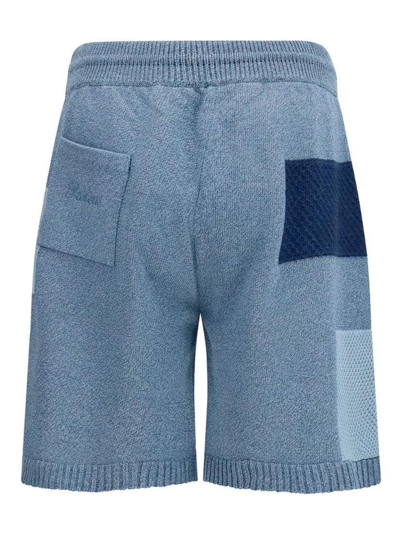 Blue Cotton Bermuda Shorts