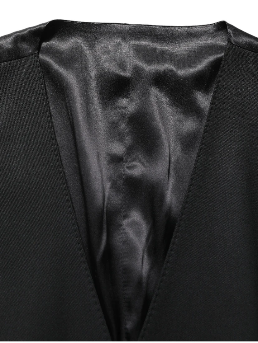 Black Wool Slim Fit Formal 3 Piece Men Suit