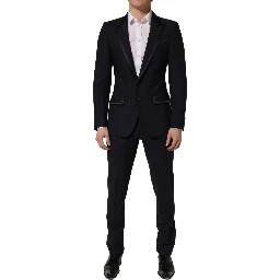 Black Wool Slim Fit Formal 2 Piece Men Suit
