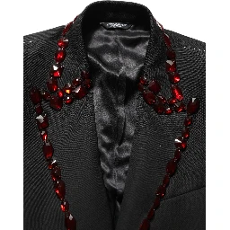 Black Wool Crystal Embellished 2 Piece Suit