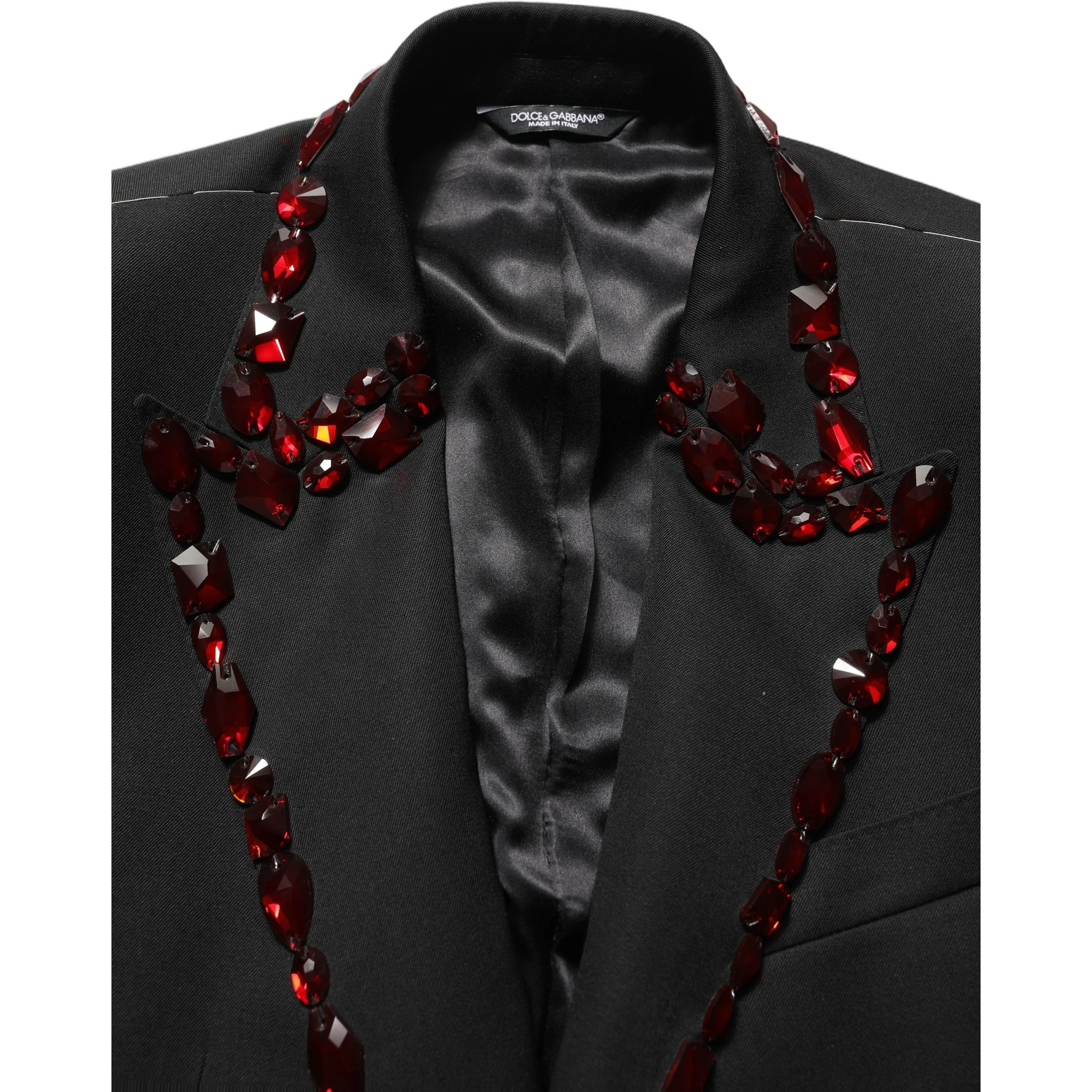 Black Wool Crystal Embellished 2 Piece Suit