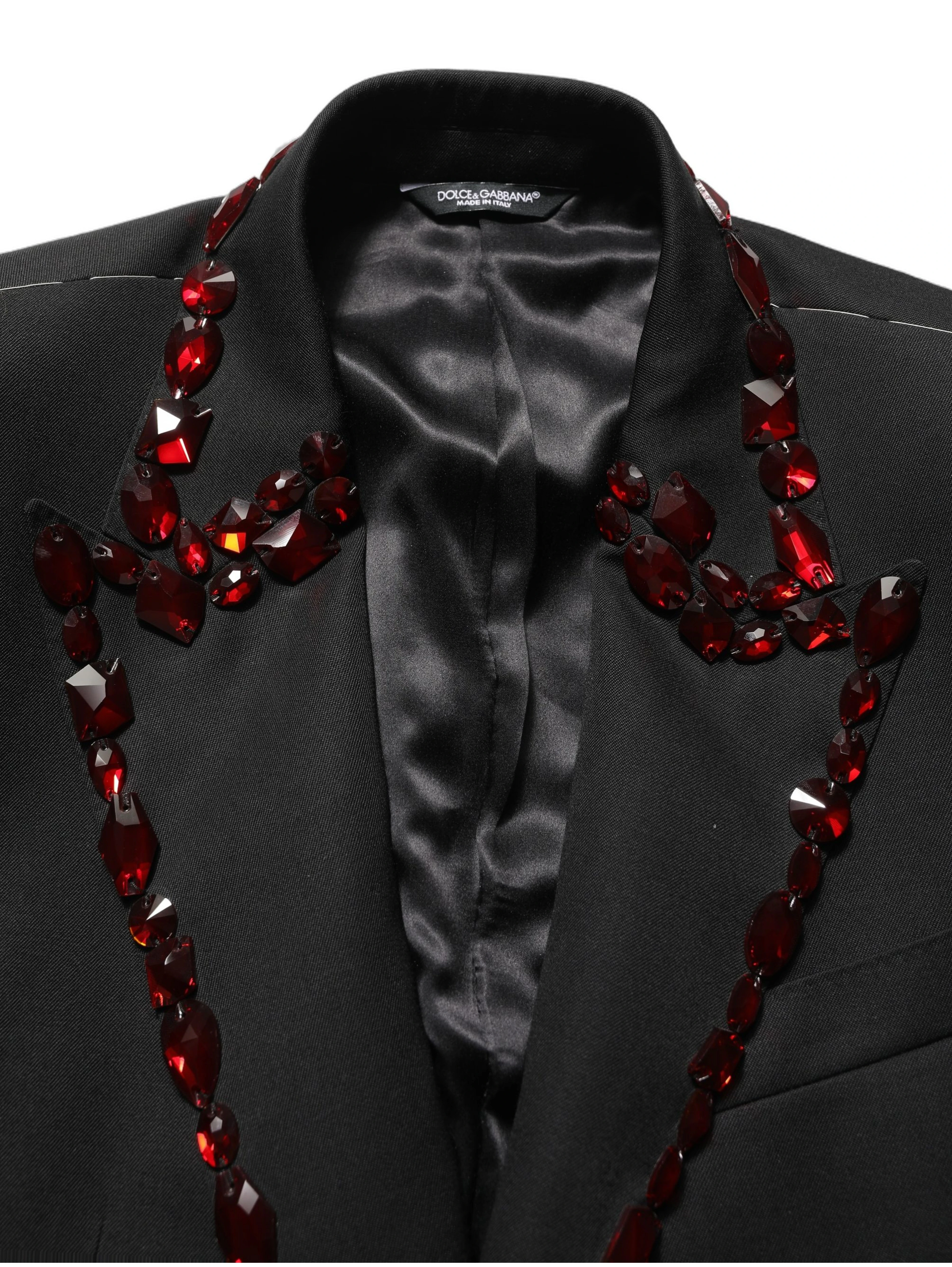 Black Wool Crystal Embellished 2 Piece Suit