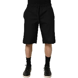 Black Cotton Sweatshorts Men Bermuda Shorts
