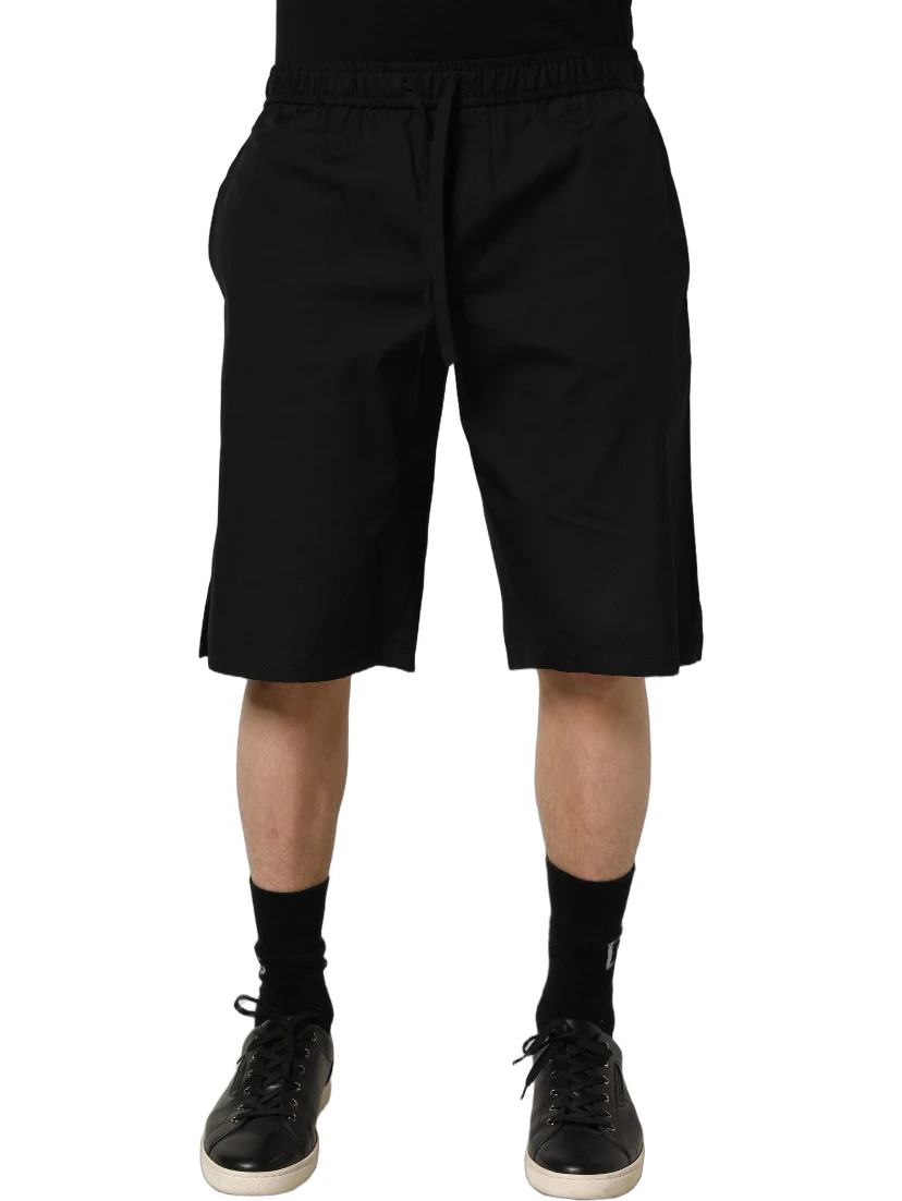 Black Cotton Sweatshorts Men Bermuda Shorts