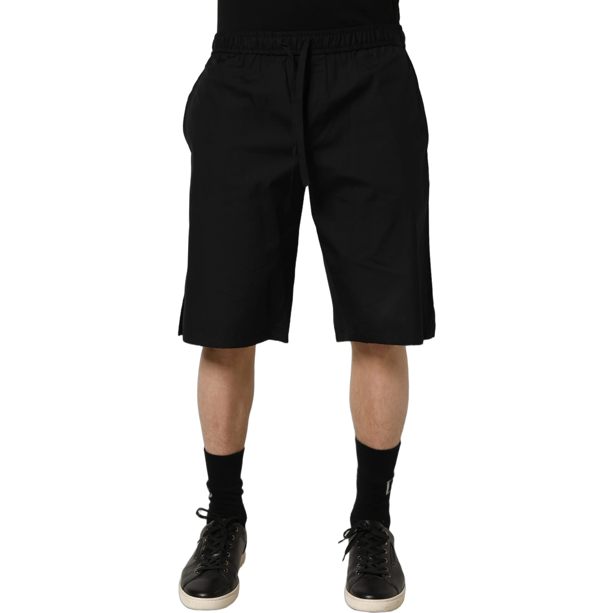 Black Cotton Sweatshorts Men Bermuda Shorts