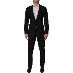 Black Wool Slim Fit Formal 2 Piece Men Suit