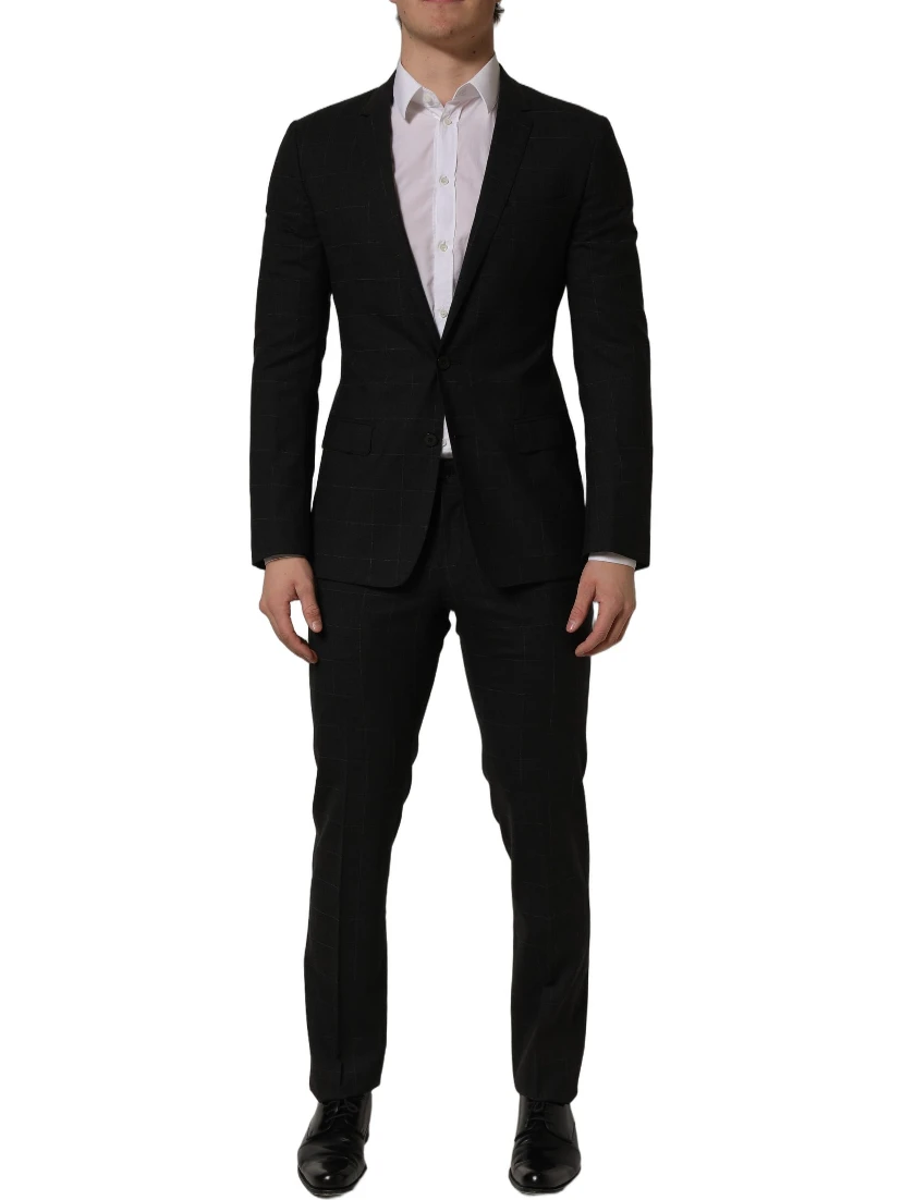 Black Wool Slim Fit Formal 2 Piece Men Suit