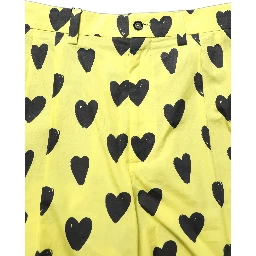 Yellow Cotton Heart Print Men Bermuda Shorts