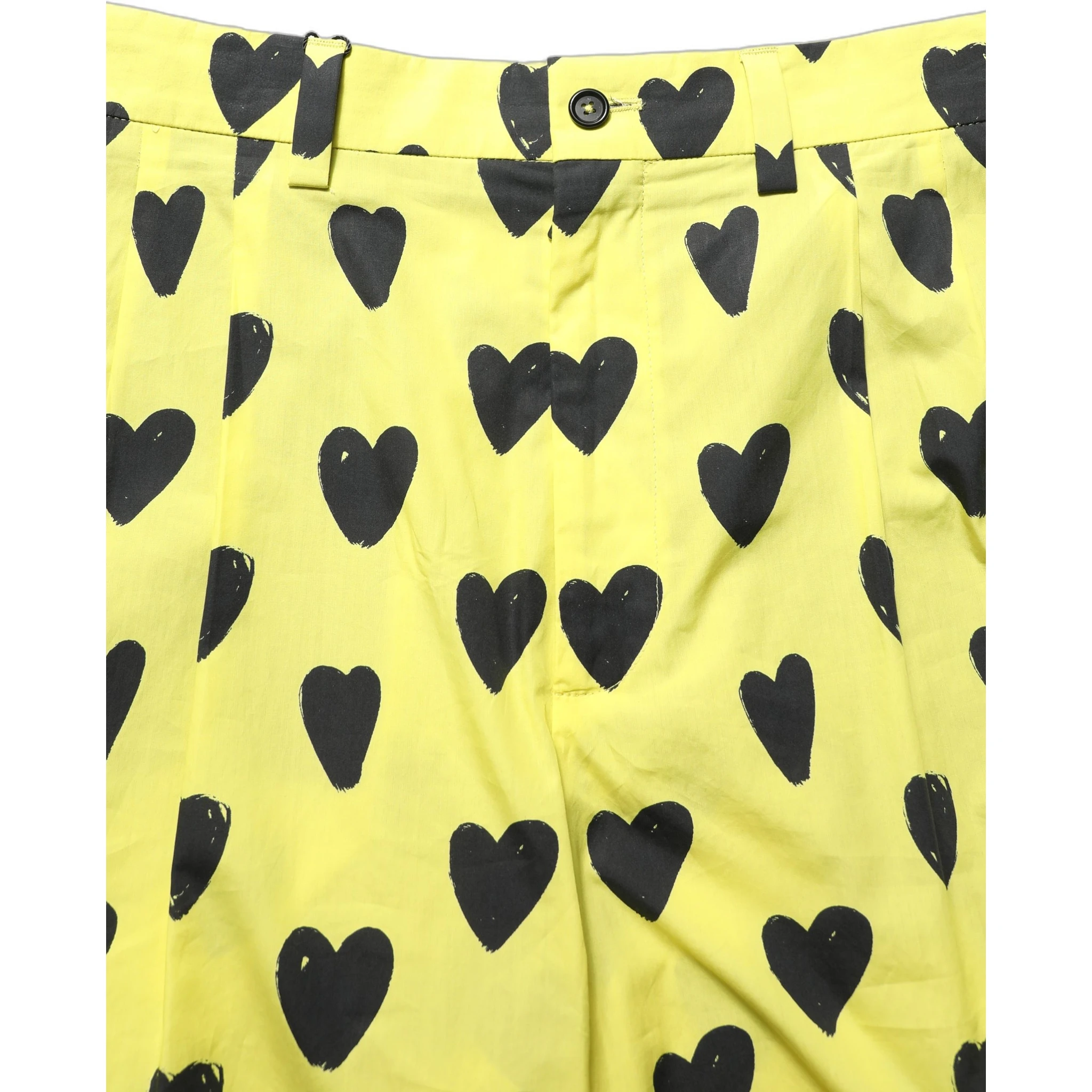 Yellow Cotton Heart Print Men Bermuda Shorts