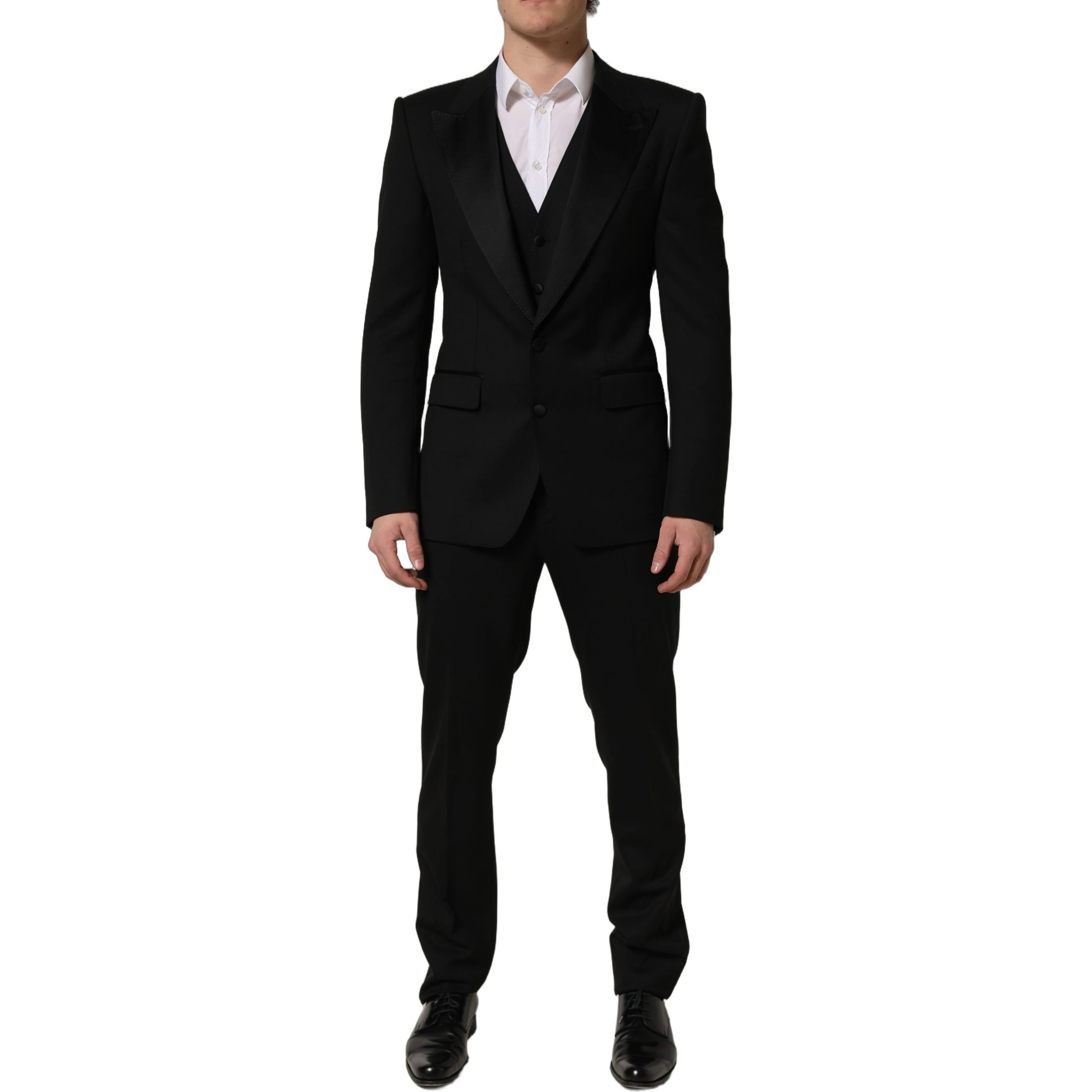 Black Wool Slim Fit Formal 3 Piece Men Suit
