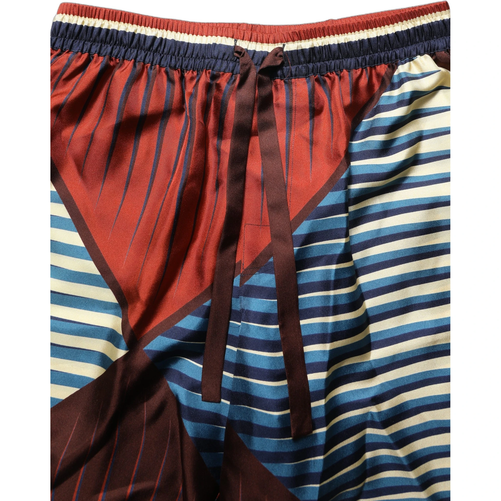 Multicolor Geometric Silk Men Bermuda Shorts