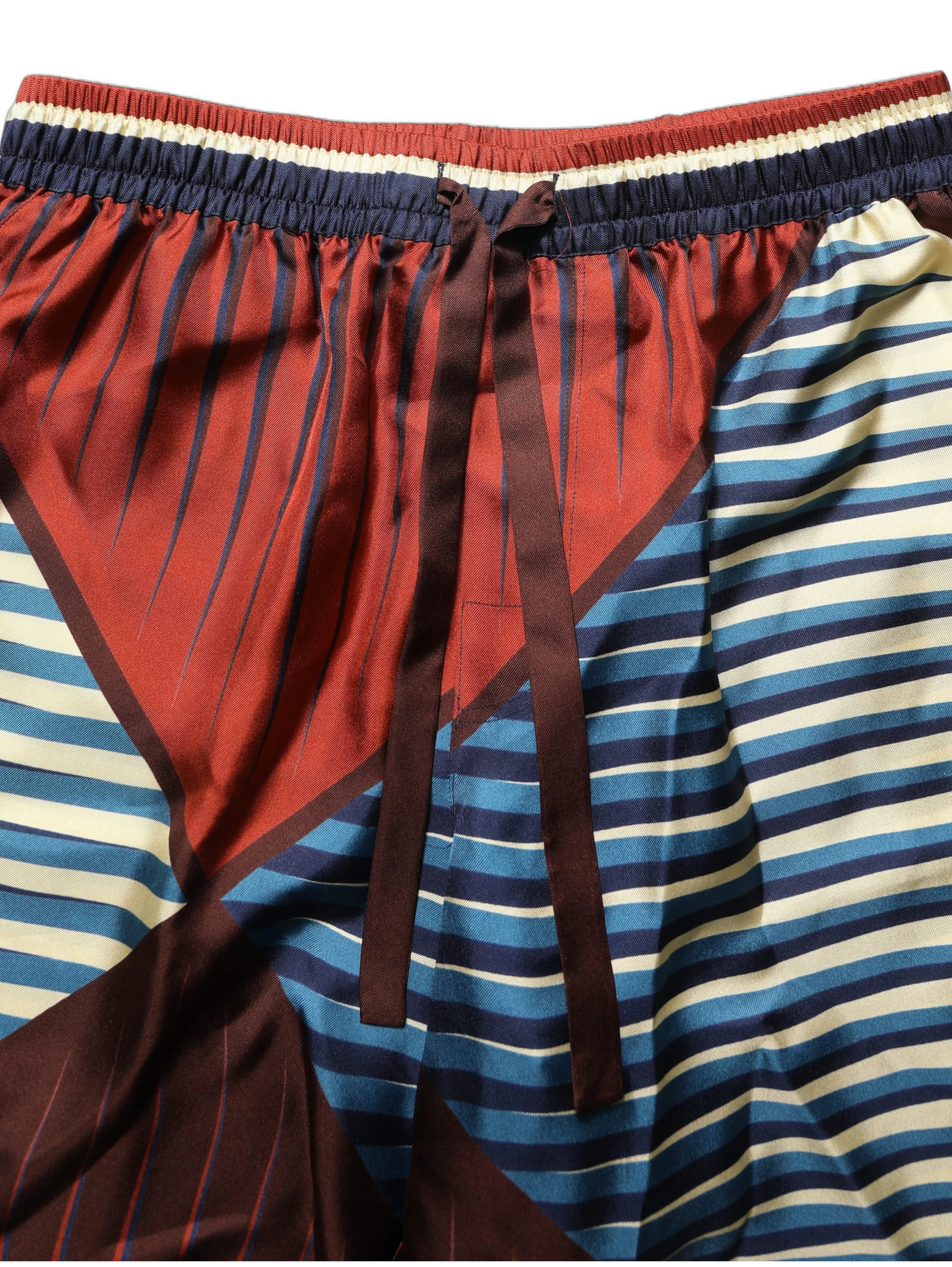 Multicolor Geometric Silk Men Bermuda Shorts