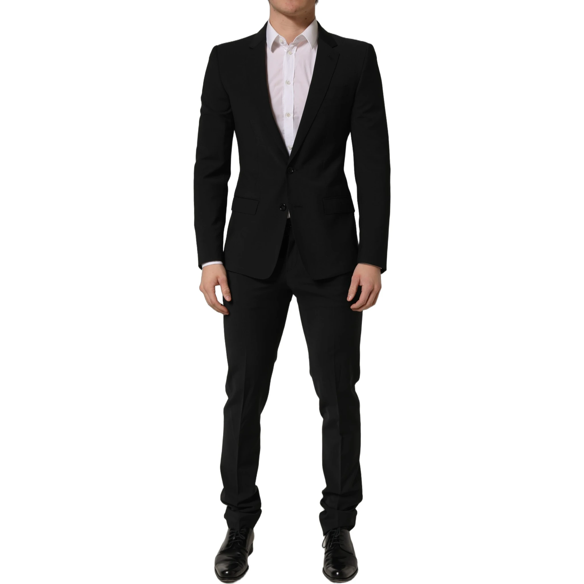 Black Wool Slim Fit Formal 2 Piece Men Suit