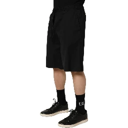 Black Cotton Sweatshorts Men Bermuda Shorts