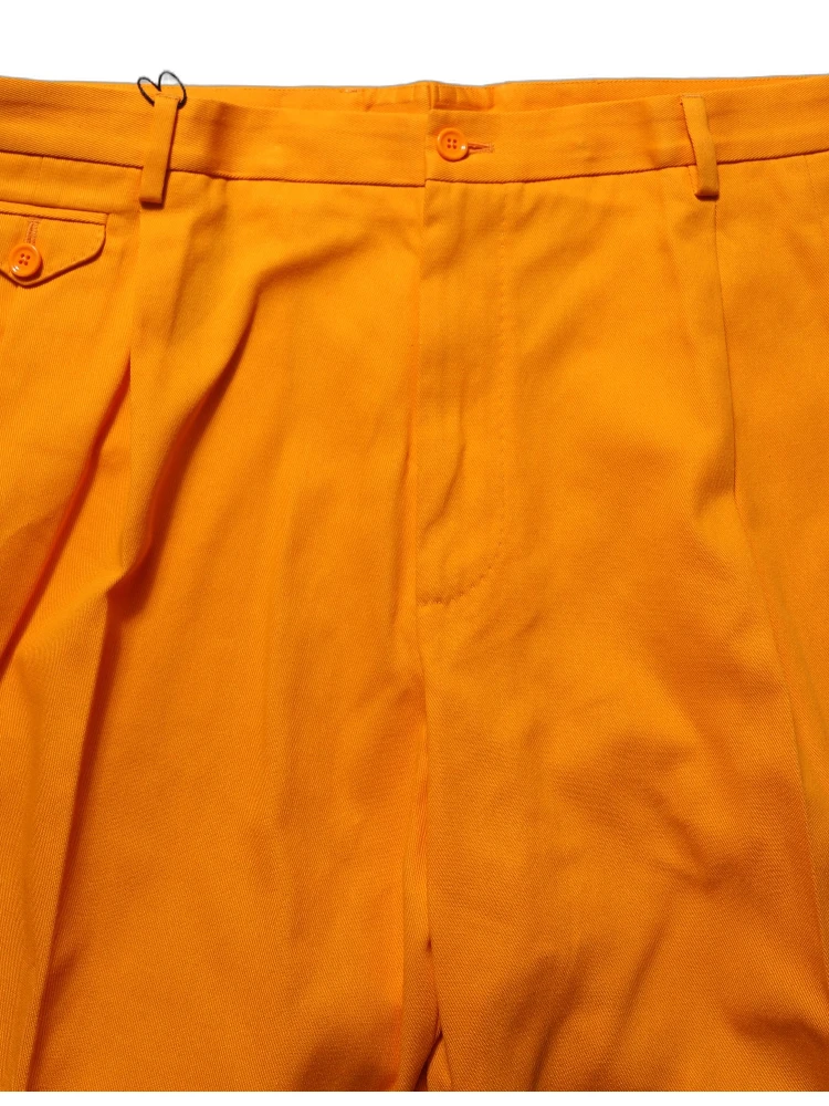 Orange Cotton Pleated Chino Bermuda Shorts