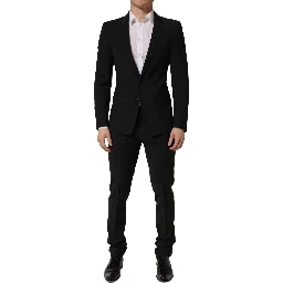 Black Wool Slim Fit Formal 2 Piece Men Suit