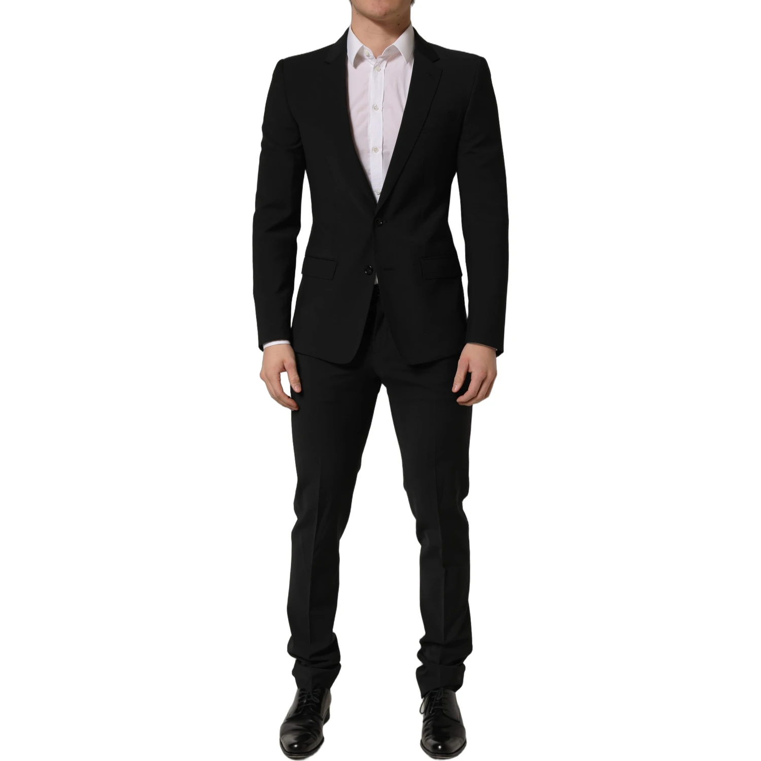 Black Wool Slim Fit Formal 2 Piece Men Suit