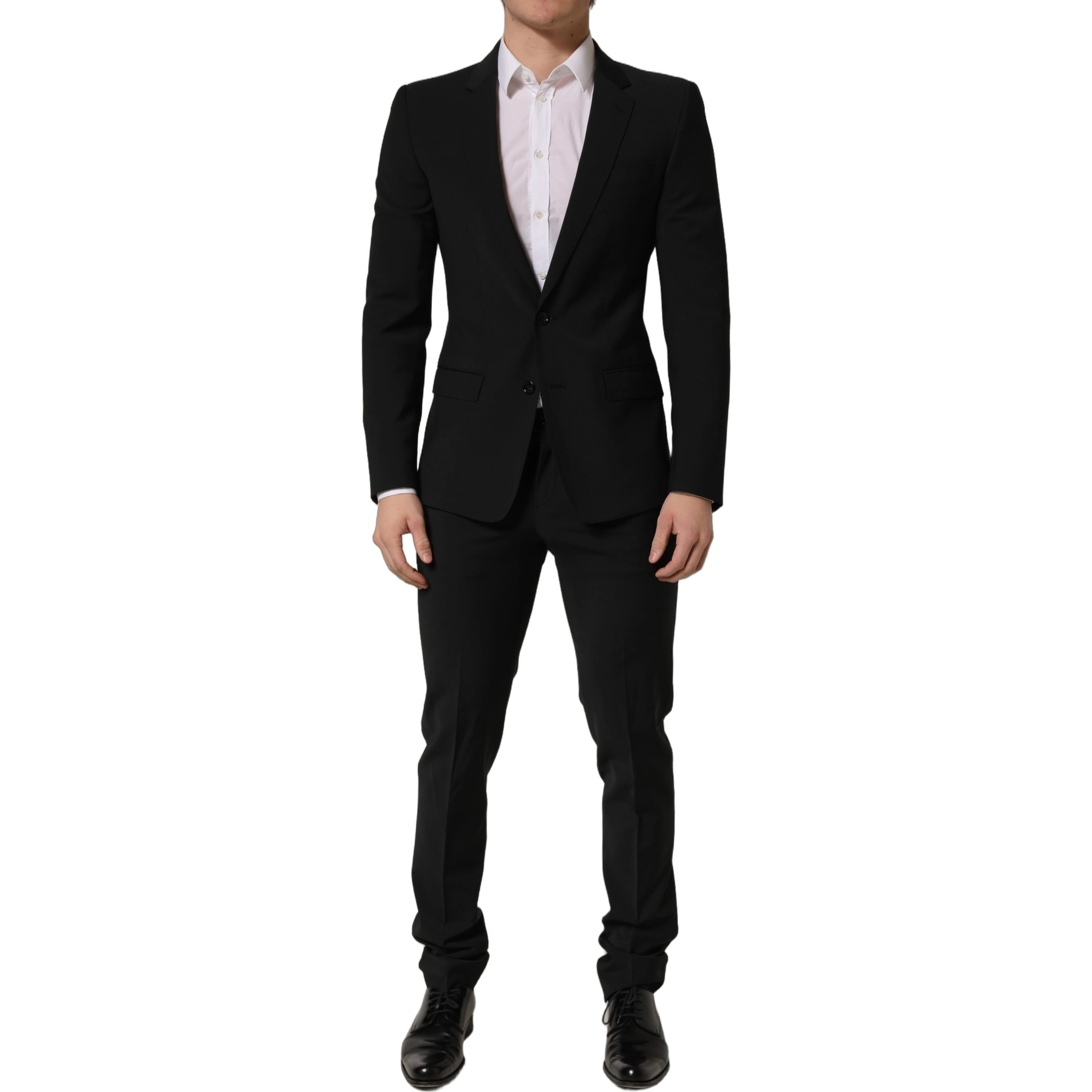 Black Wool Slim Fit Formal 2 Piece Men Suit