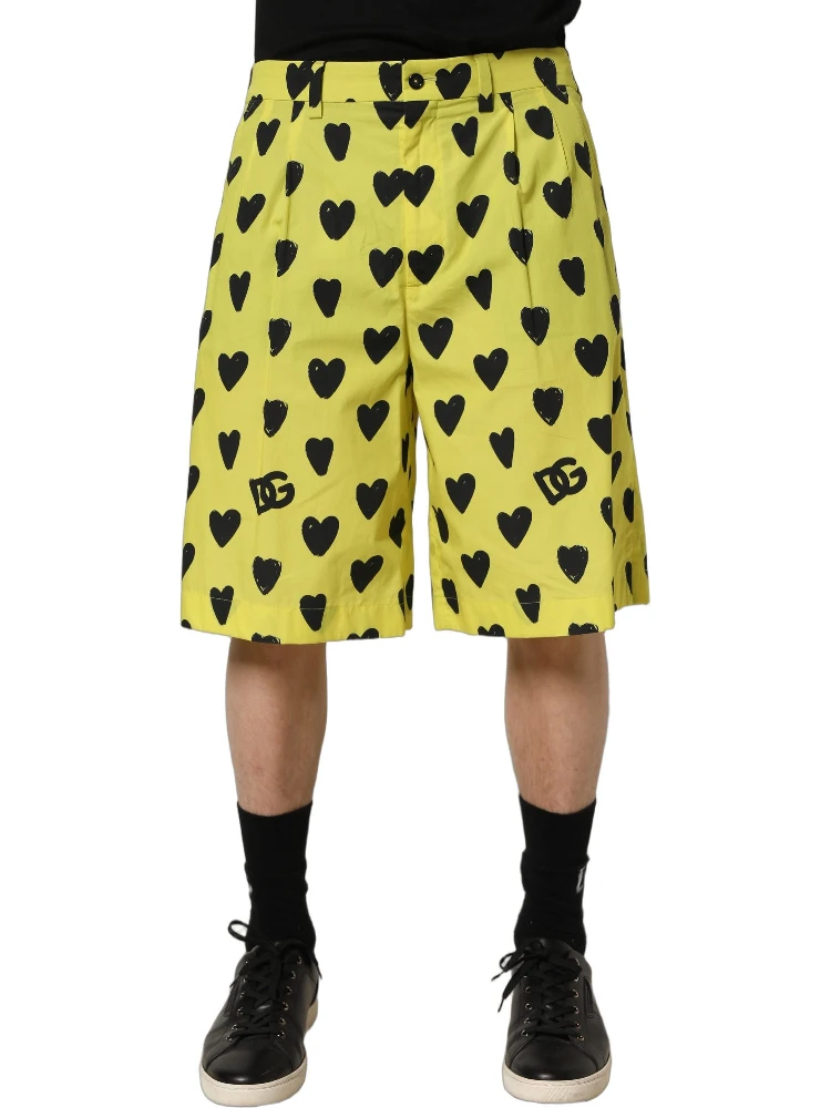Yellow Cotton Heart Print Men Bermuda Shorts alternative