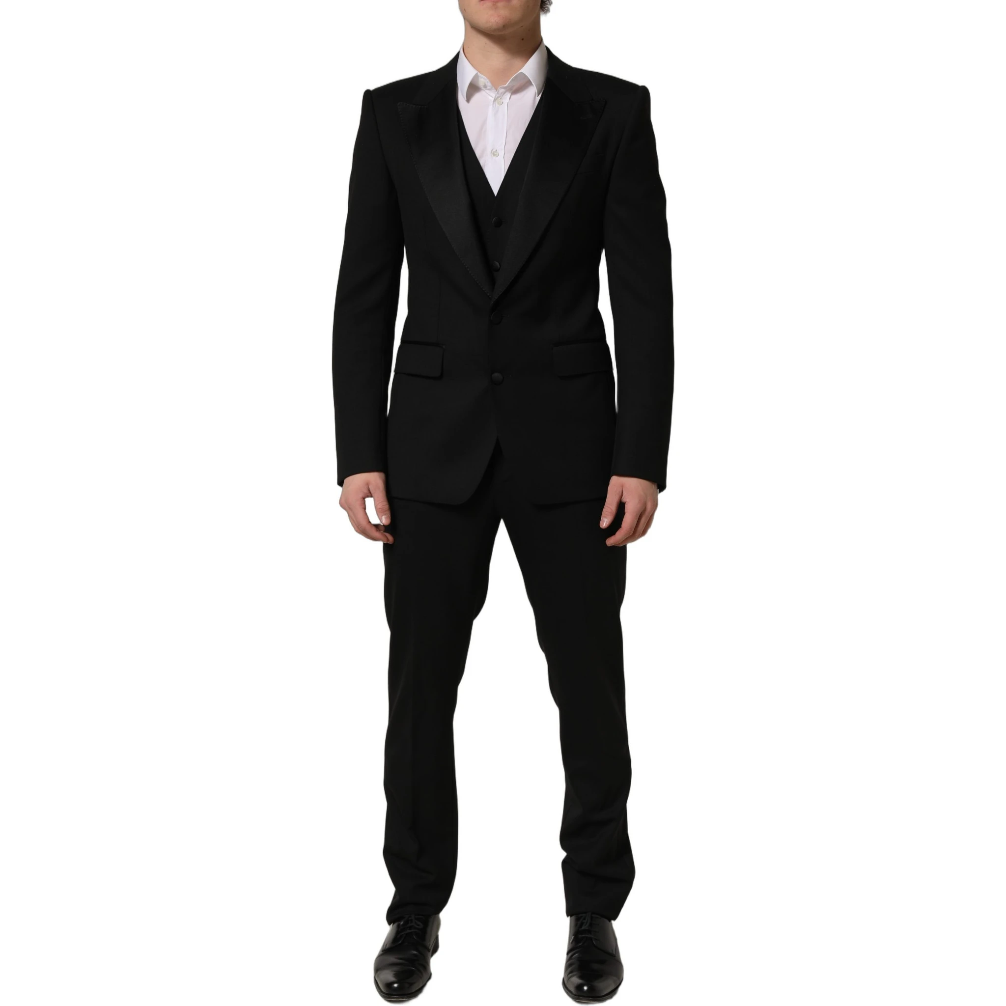 Black Wool Slim Fit Formal 3 Piece Men Suit