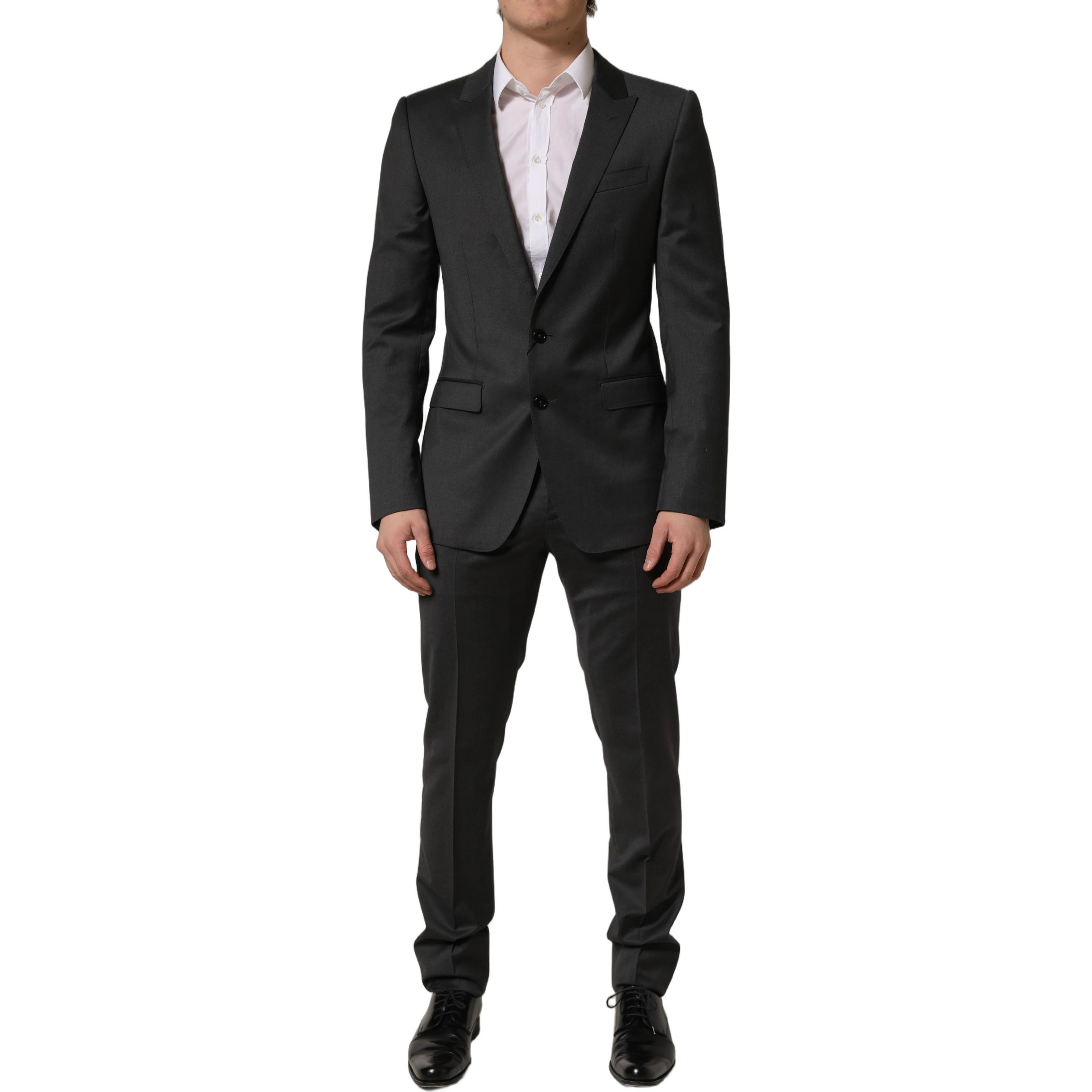 Gray Wool Slim Fit Formal 2 Piece Men Suit