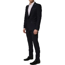 Black Wool Slim Fit Formal 2 Piece Men Suit