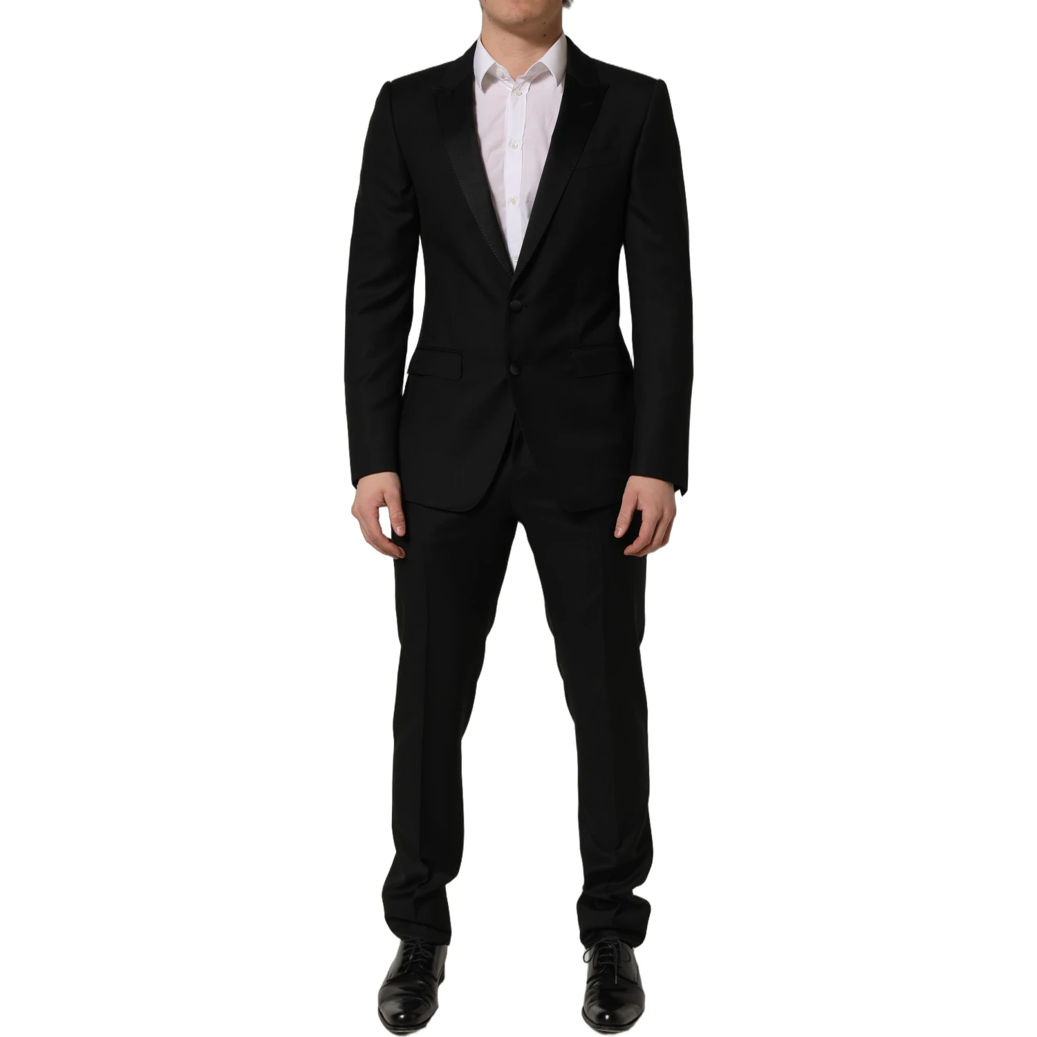 Black Wool Slim Fit Formal 2 Piece Men Suit