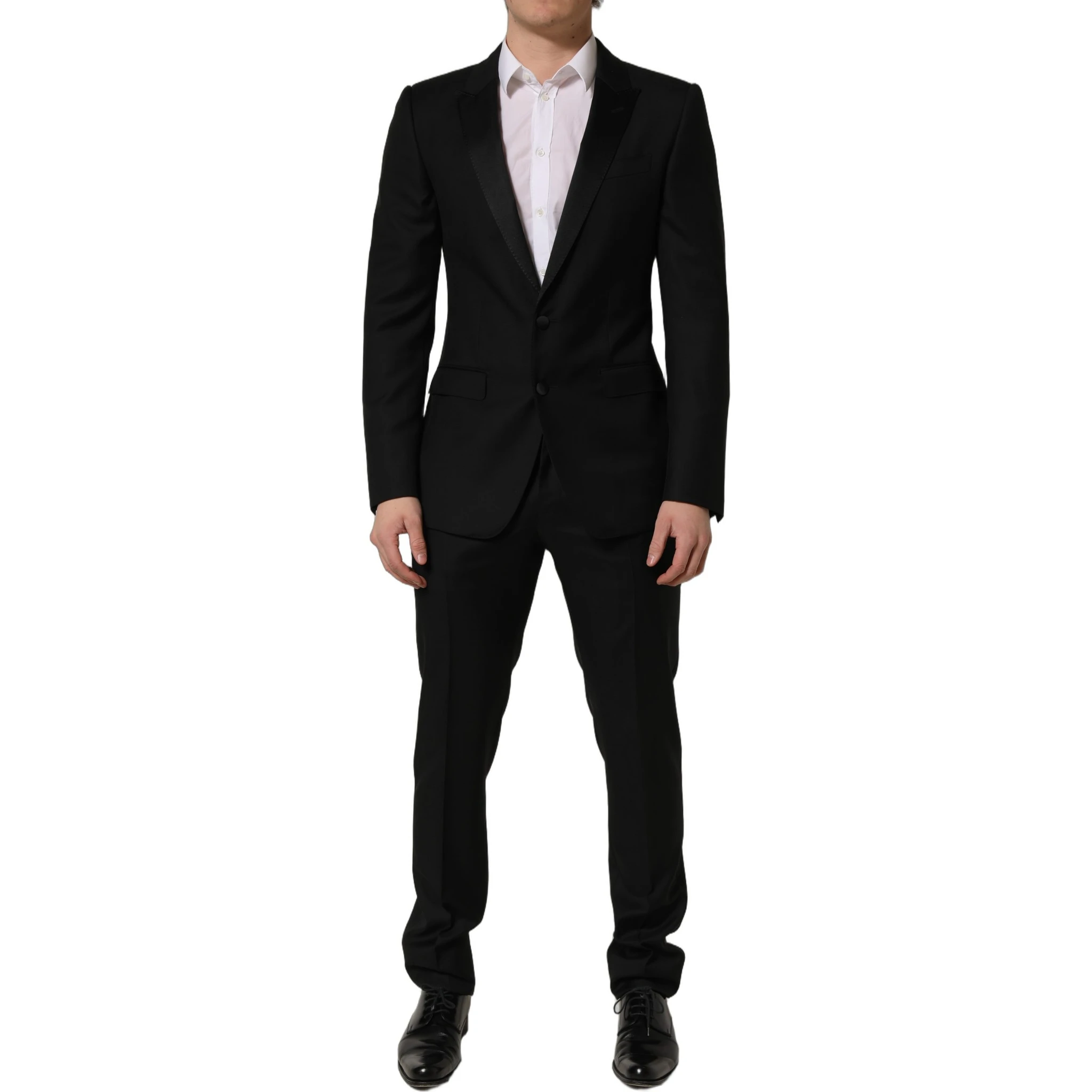 Black Wool Slim Fit Formal 2 Piece Men Suit
