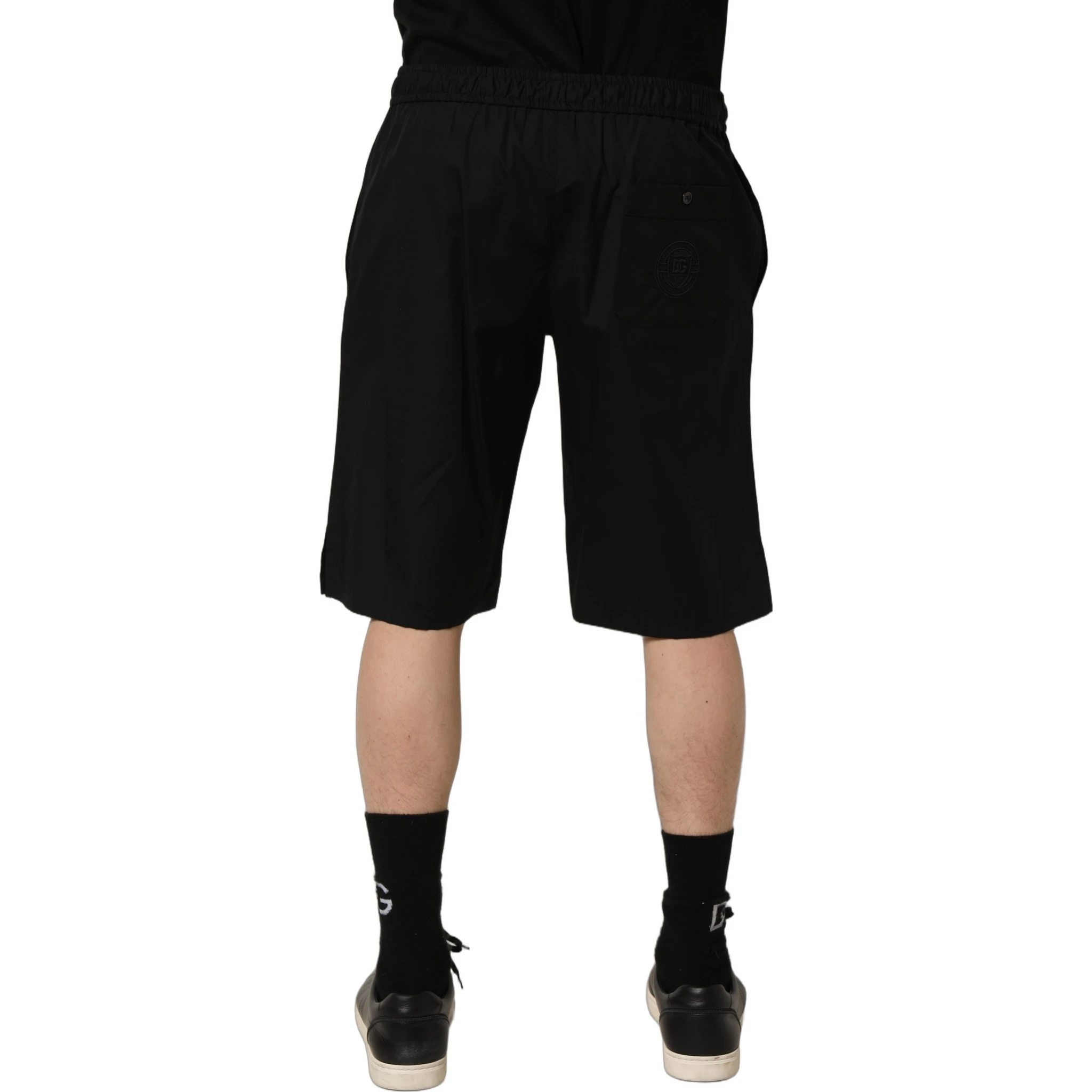 Black Cotton Sweatshorts Men Bermuda Shorts