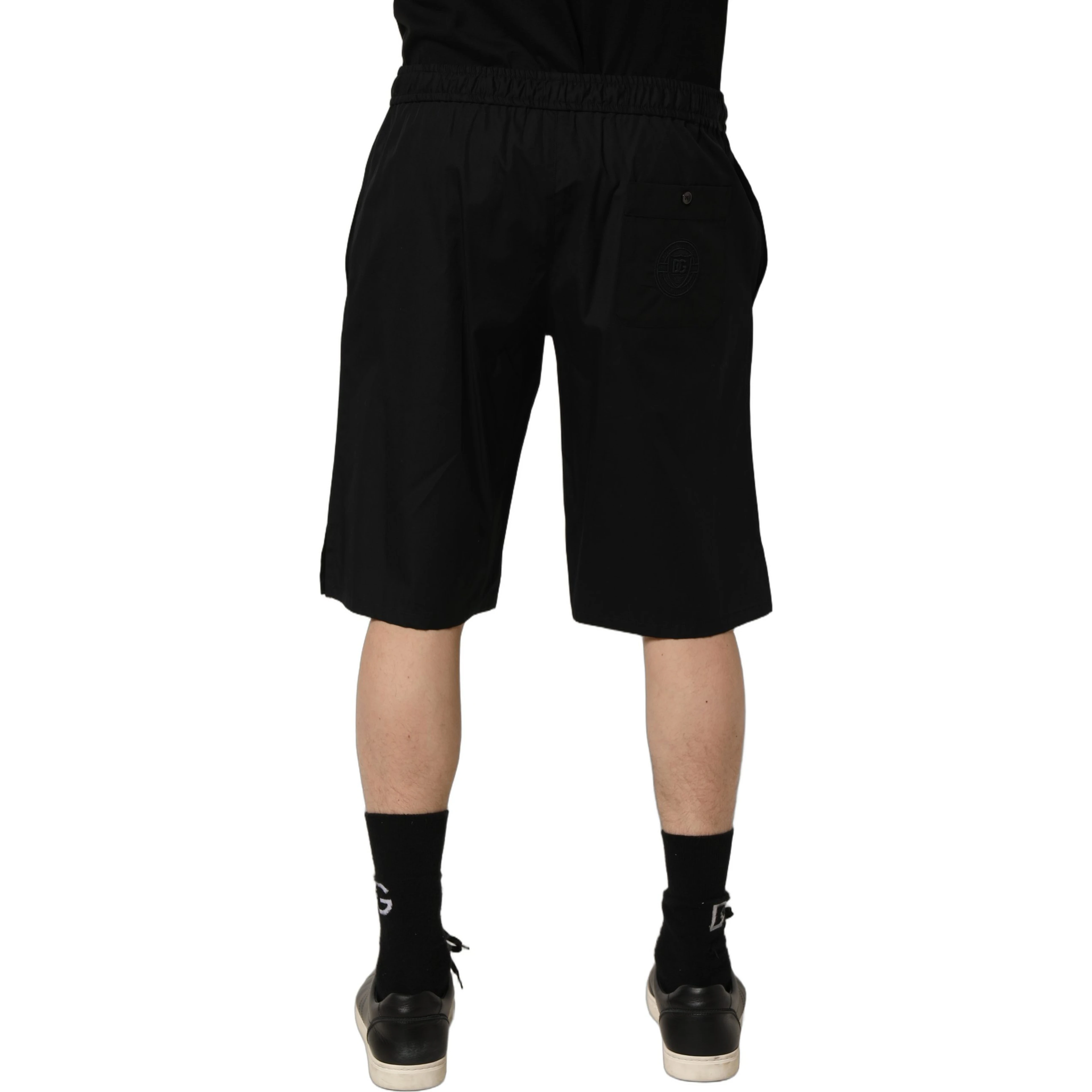Black Cotton Sweatshorts Men Bermuda Shorts