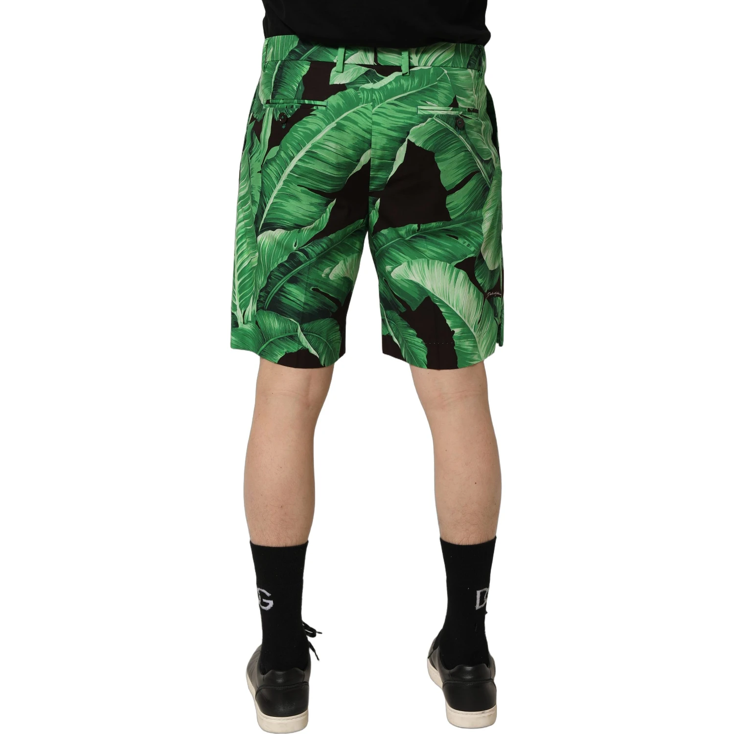Black Green Banana Leaf Men Bermuda Shorts