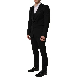 Black Wool Slim Fit Formal 3 Piece Men Suit