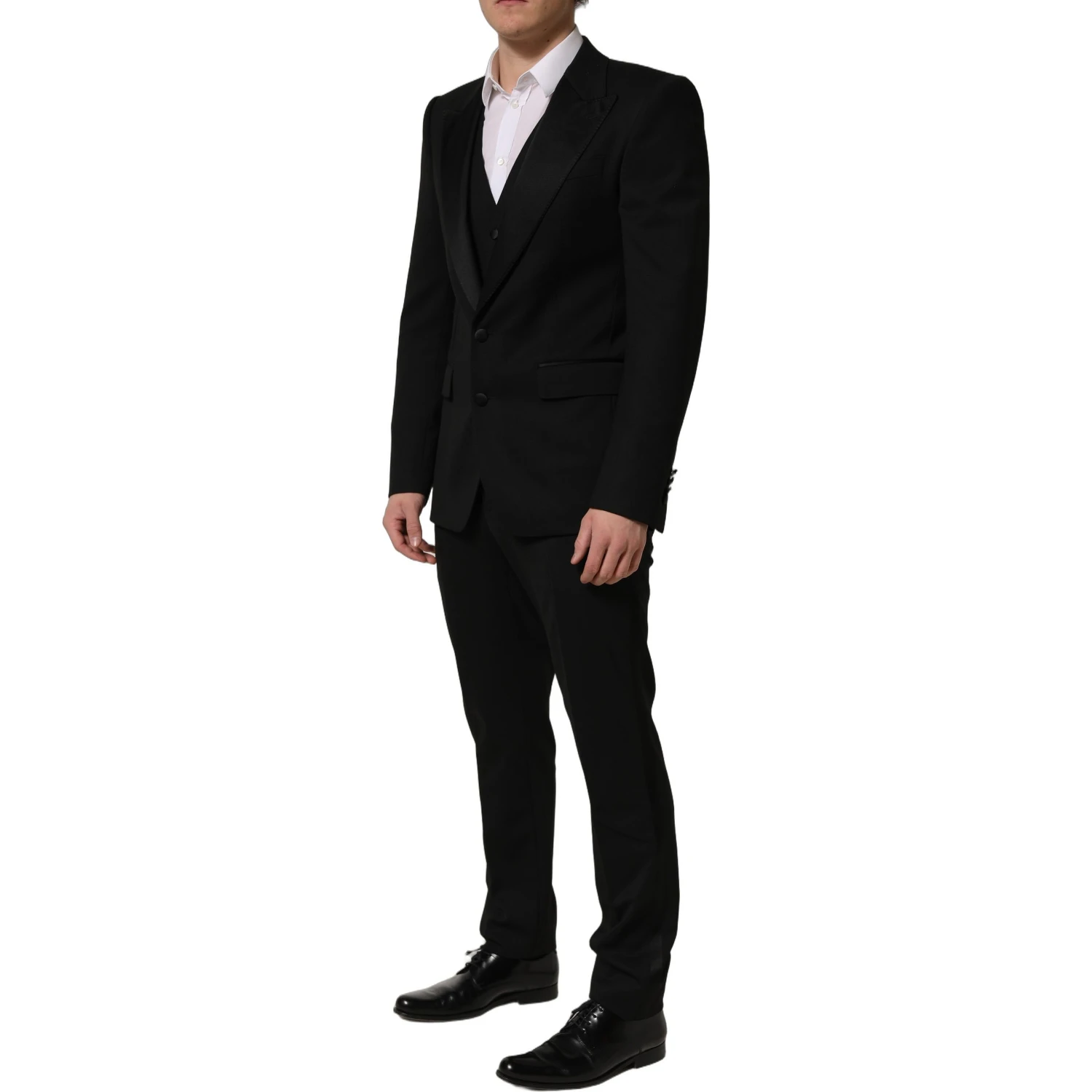 Black Wool Slim Fit Formal 3 Piece Men Suit