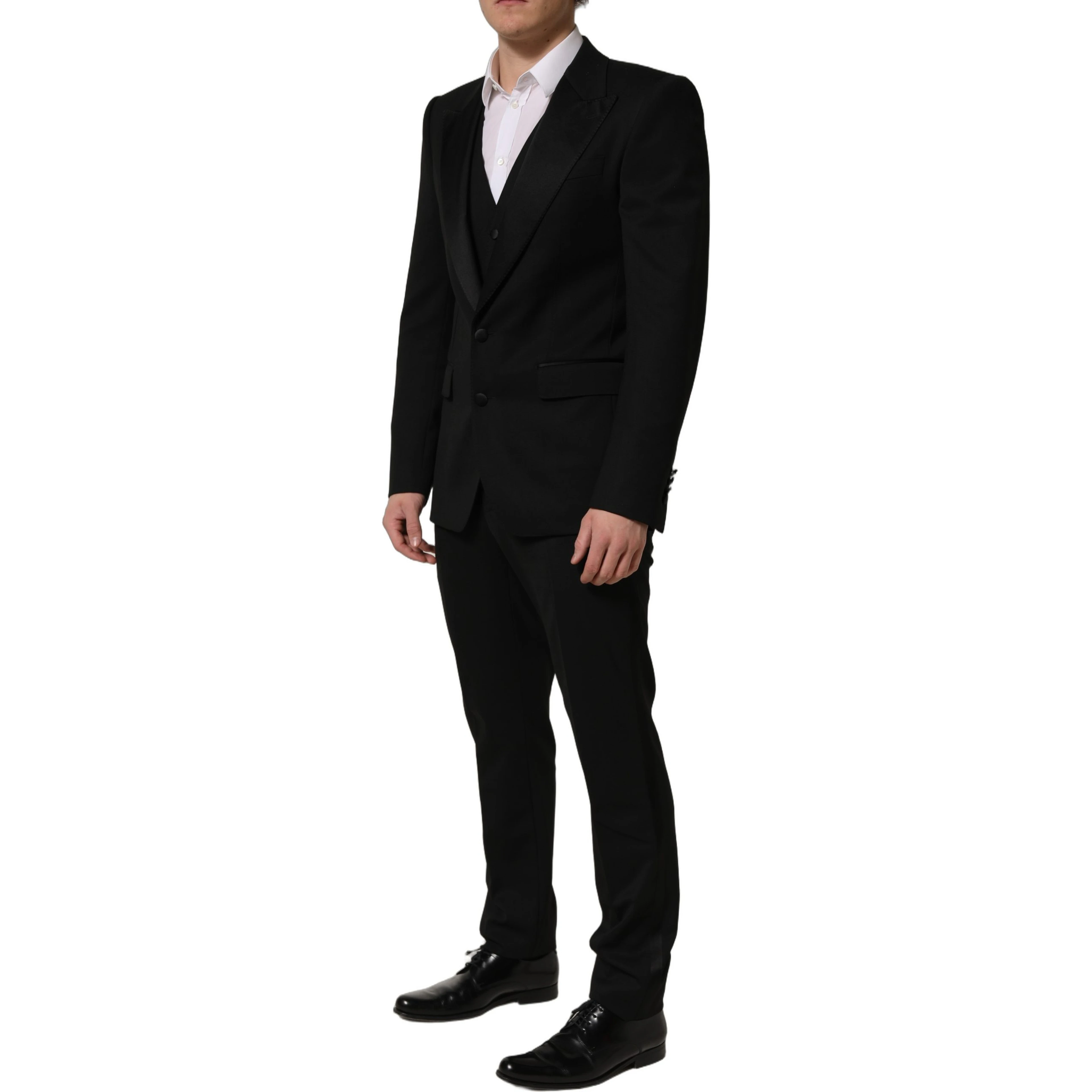 Black Wool Slim Fit Formal 3 Piece Men Suit