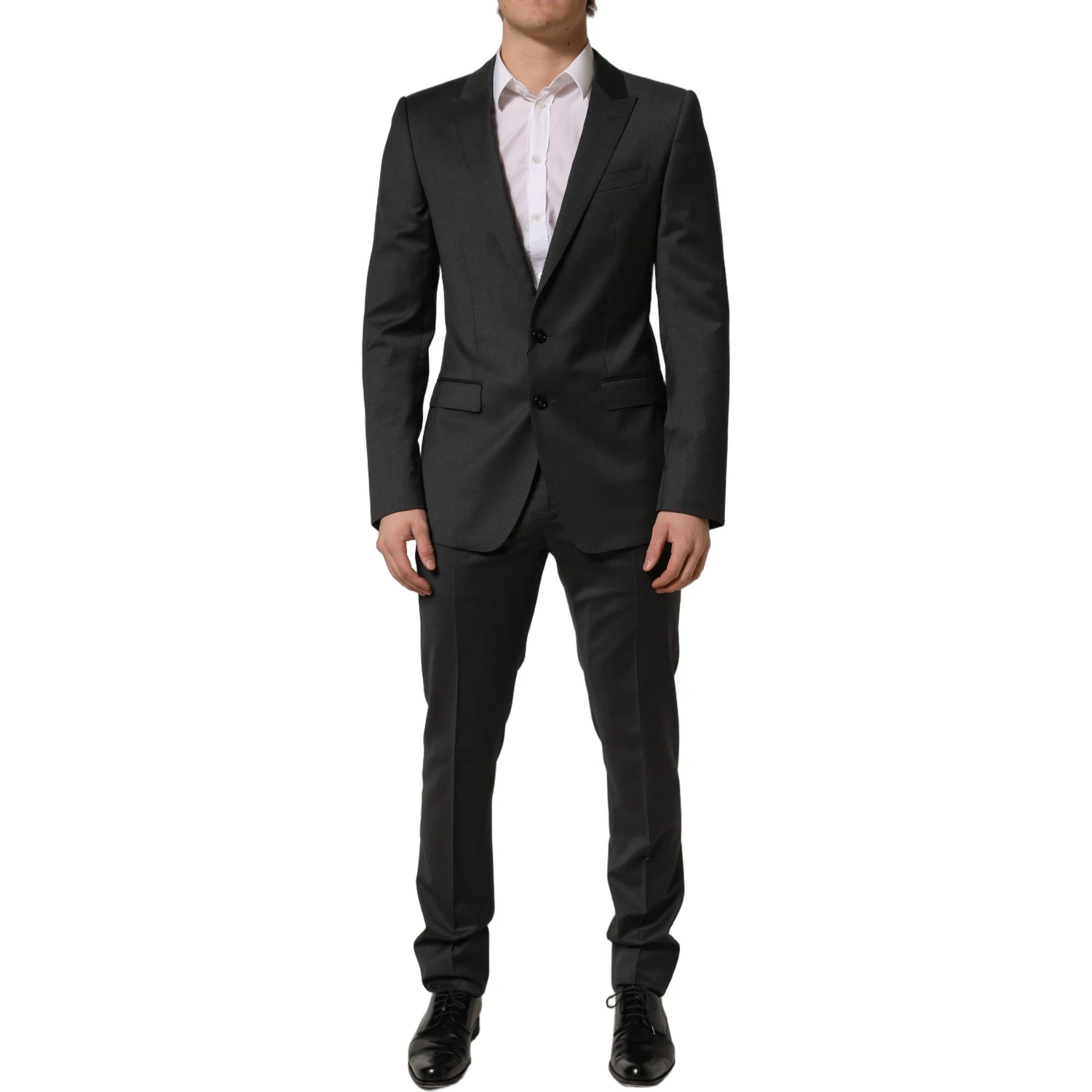 Gray Wool Slim Fit Formal 2 Piece Men Suit