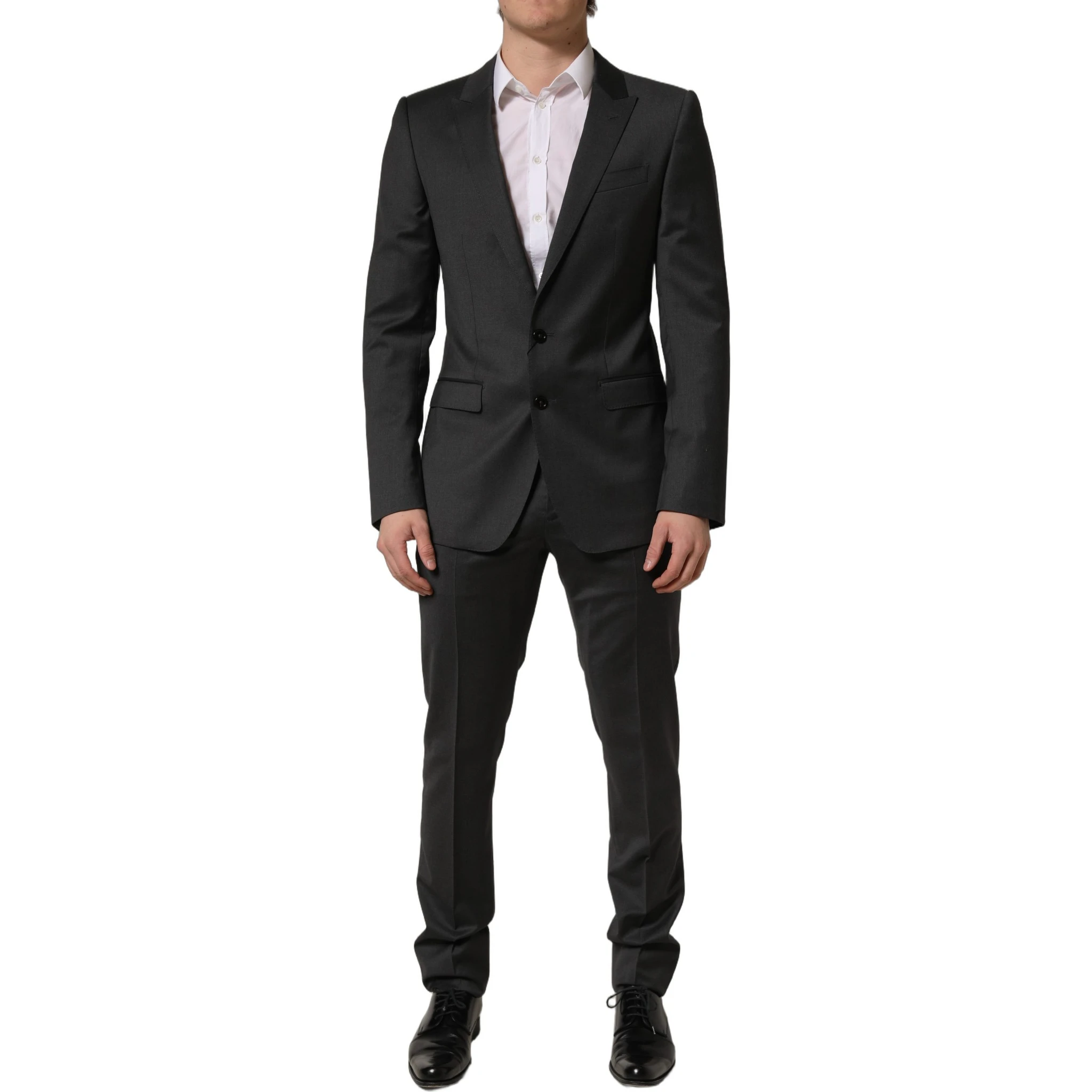 Gray Wool Slim Fit Formal 2 Piece Men Suit