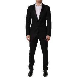 Black Wool Slim Fit Formal 2 Piece Men Suit