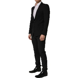 Black Wool Slim Fit Formal 2 Piece Men Suit