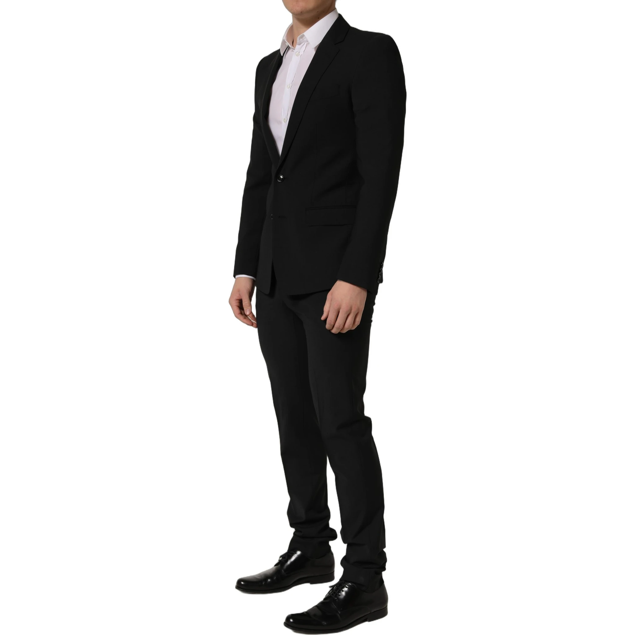 Black Wool Slim Fit Formal 2 Piece Men Suit