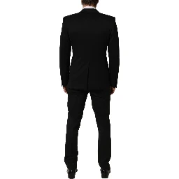Black Wool Slim Fit Formal 3 Piece Men Suit
