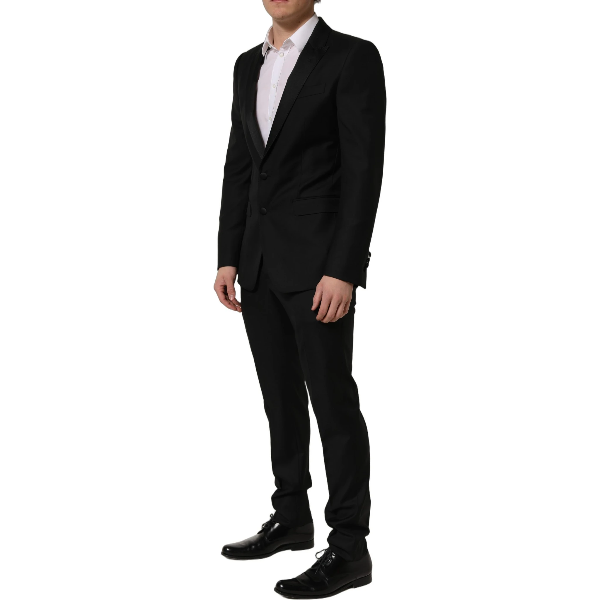 Black Wool Slim Fit Formal 2 Piece Men Suit