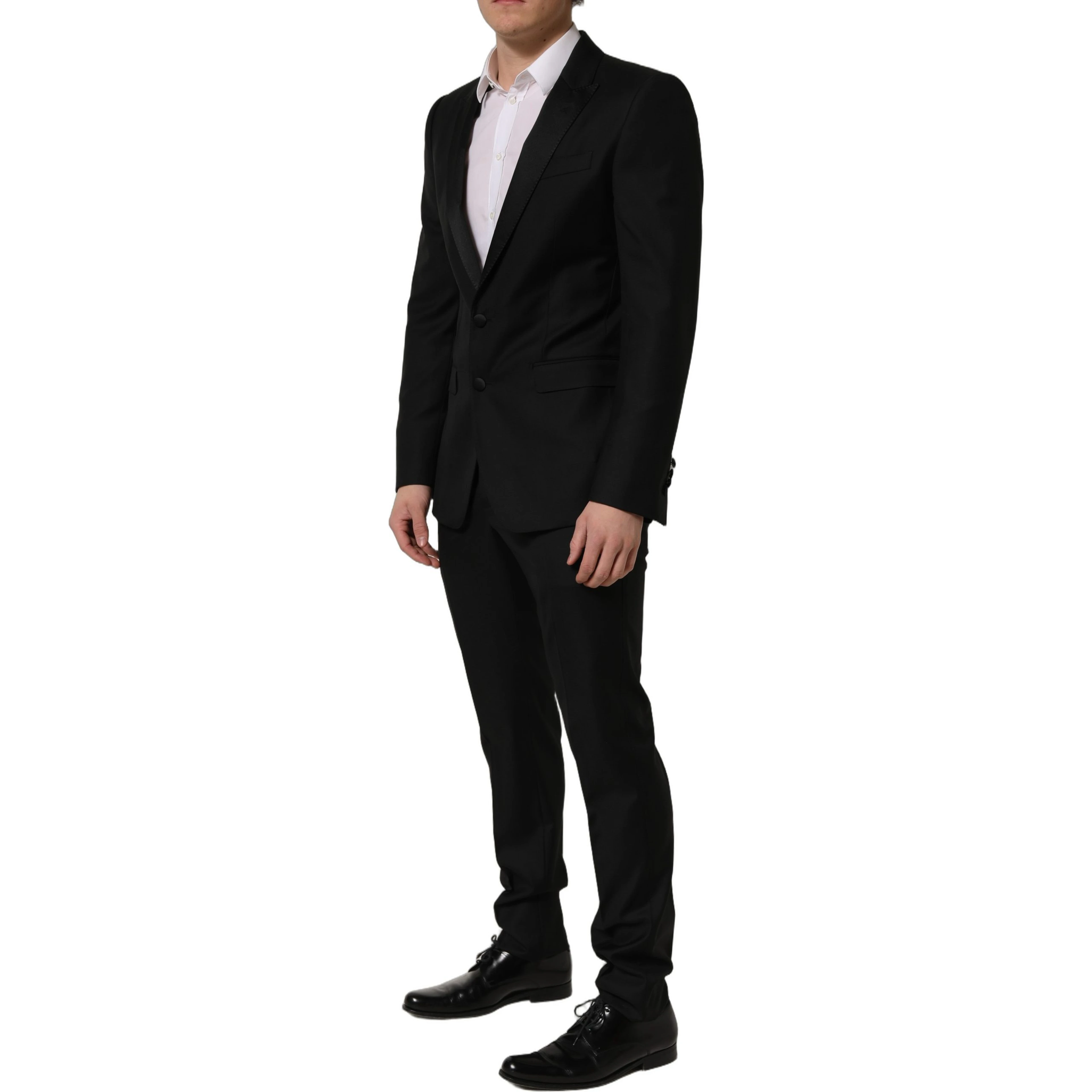 Black Wool Slim Fit Formal 2 Piece Men Suit
