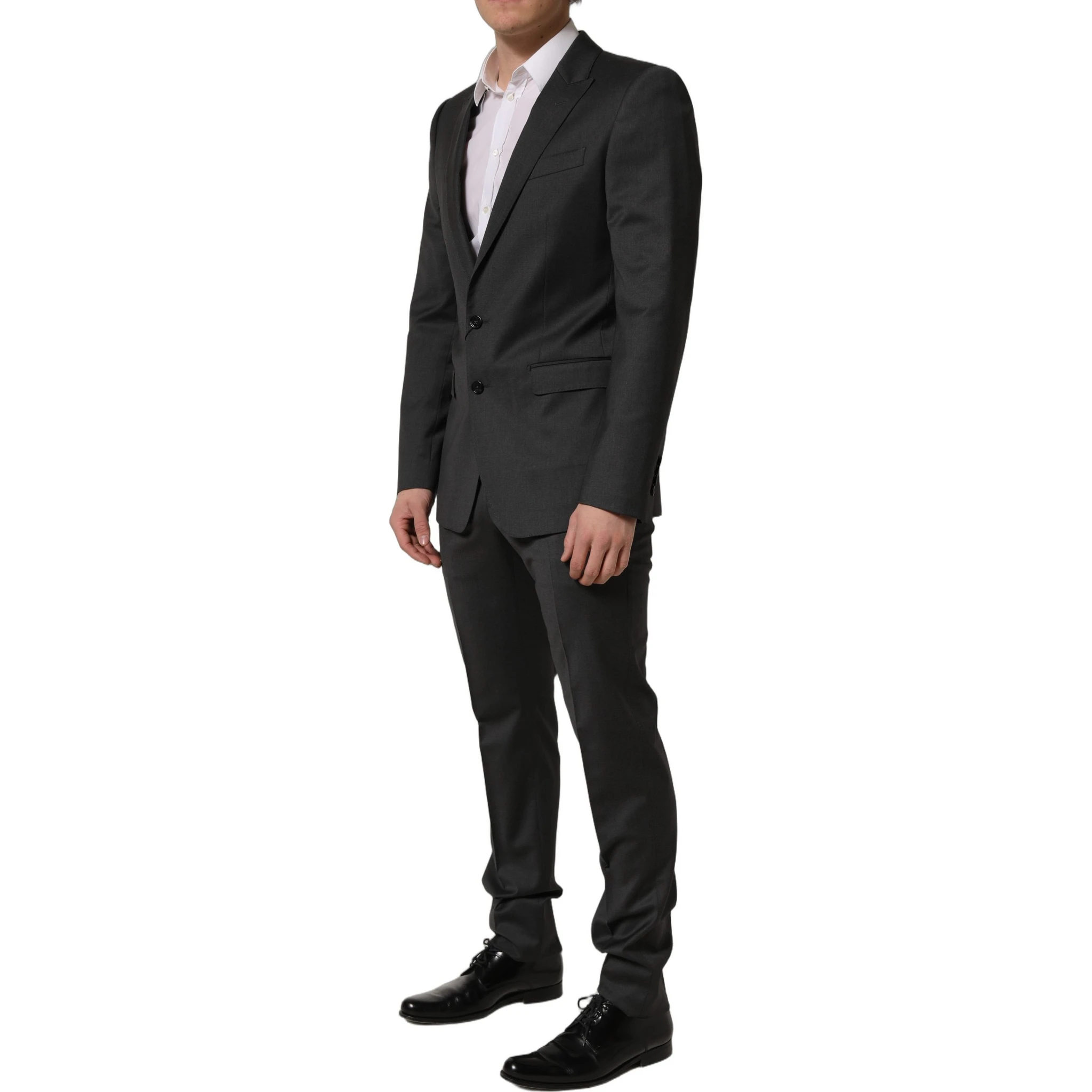 Gray Wool Slim Fit Formal 2 Piece Men Suit